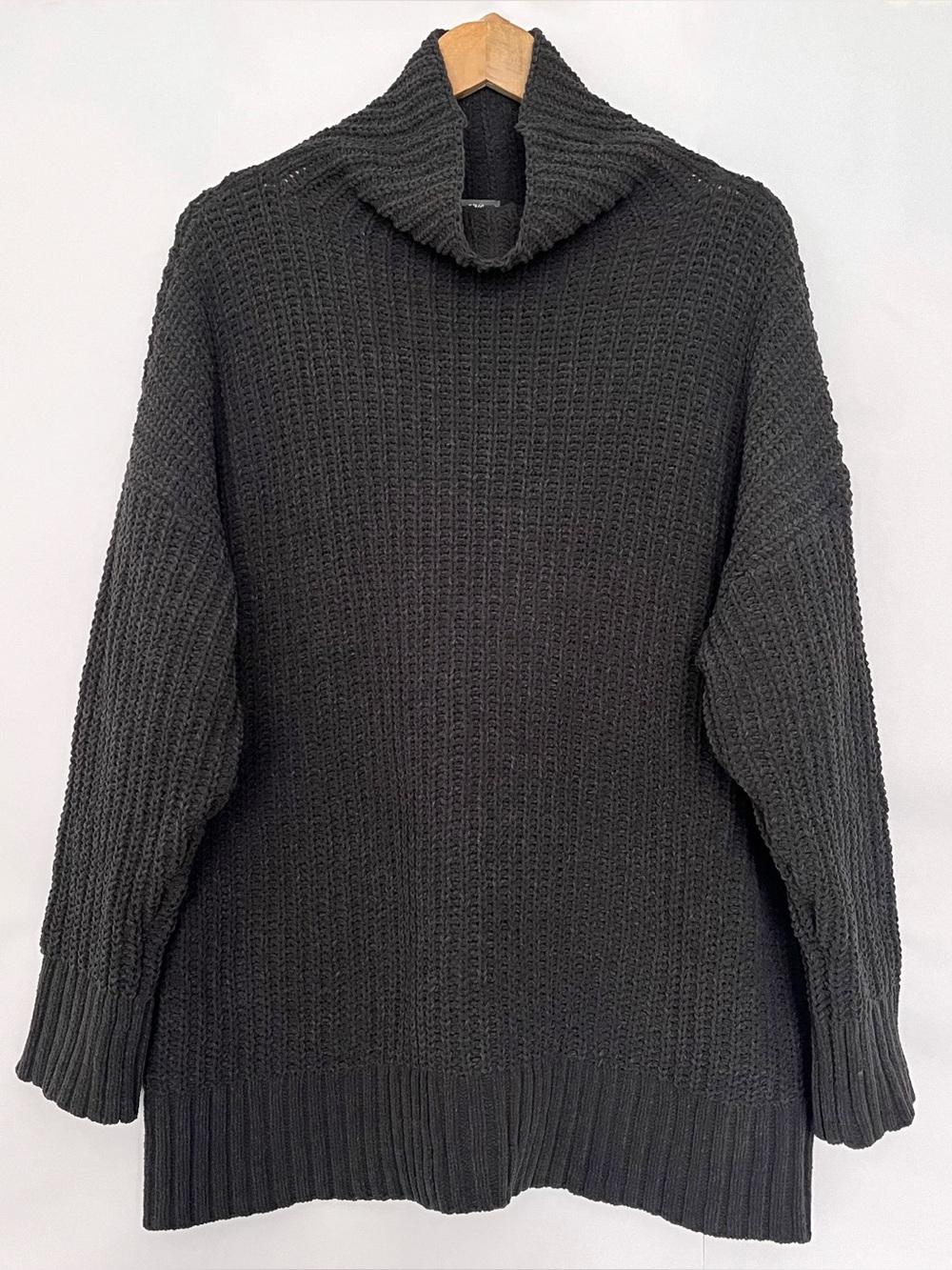 Aerie Oversized Tunic Sweater Chunky Knit Turtleneck Size Medium Gray Soft Cozy